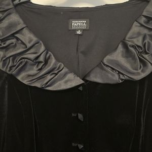 Woman's Velvet and Black Satin Evening Jacket by Adrianna Papell Essentials s 16